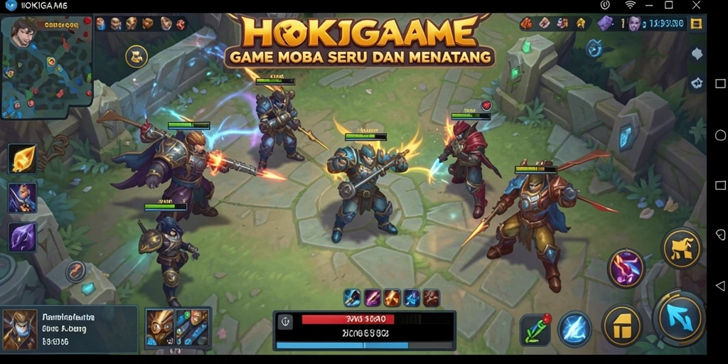 Tampilan gameplay MOBA HOKIGAME yang penuh aksi.