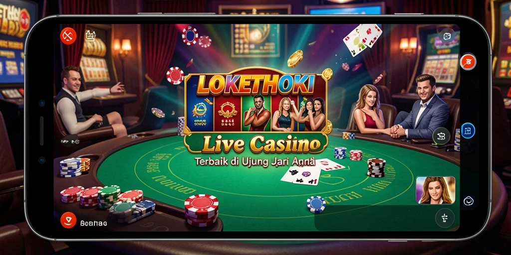 Tangkapan layar gameplay LOKETHOKI dengan dealer langsung dan suasana kasino nyata.