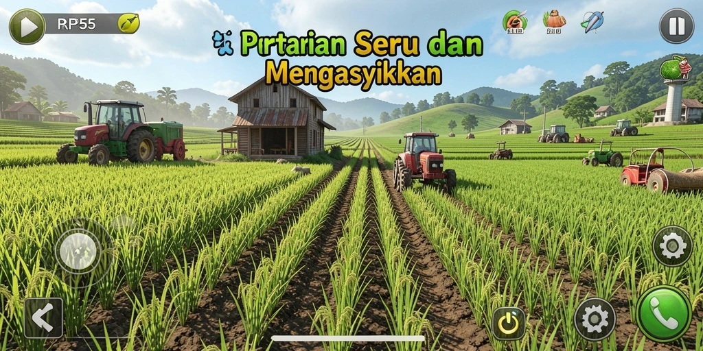 Gambaran gameplay seru di RP55 dengan aktivitas bertani.